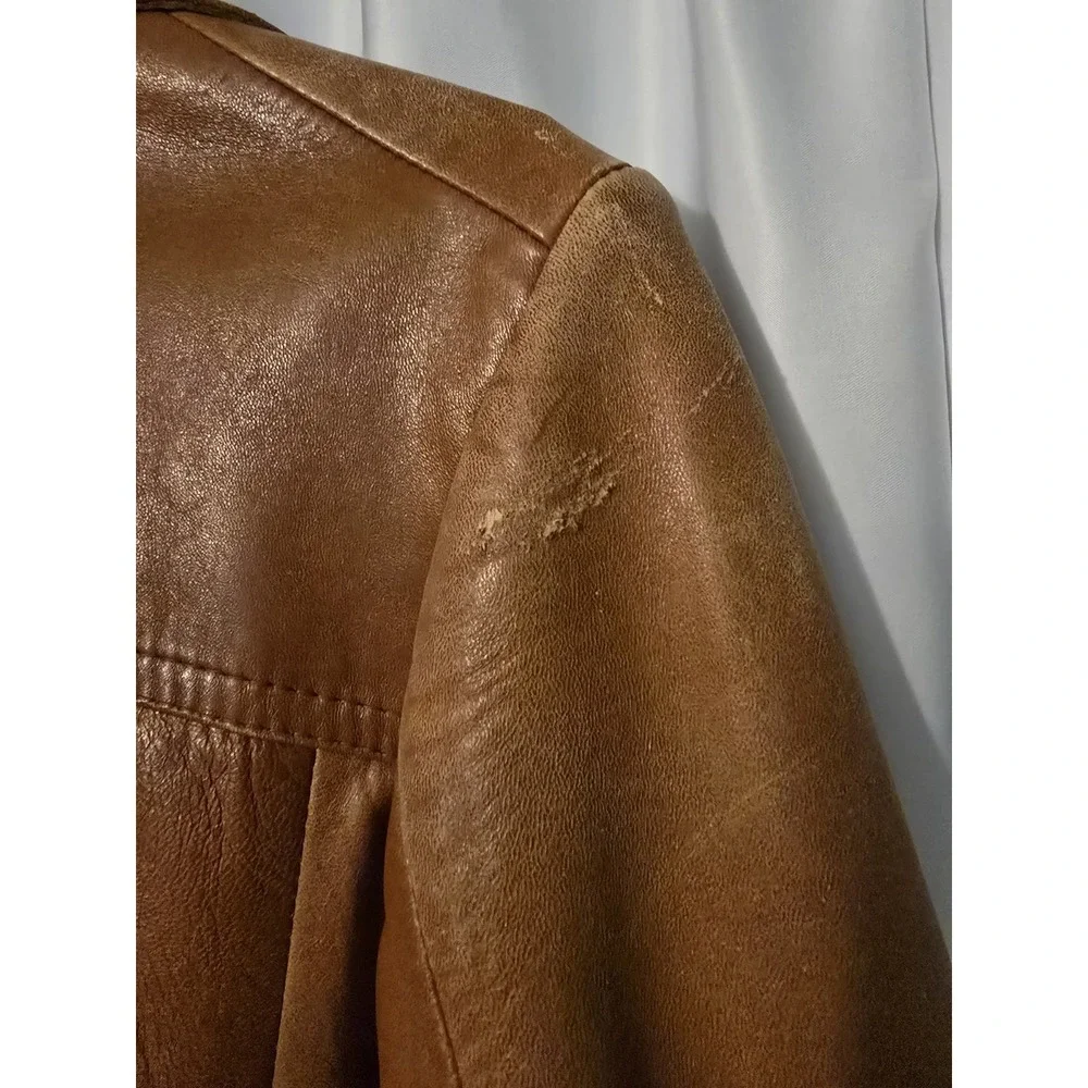 Vartan Designer Collection Vintage Camel Leather Jacket Blazer Coat Size 38 RARE